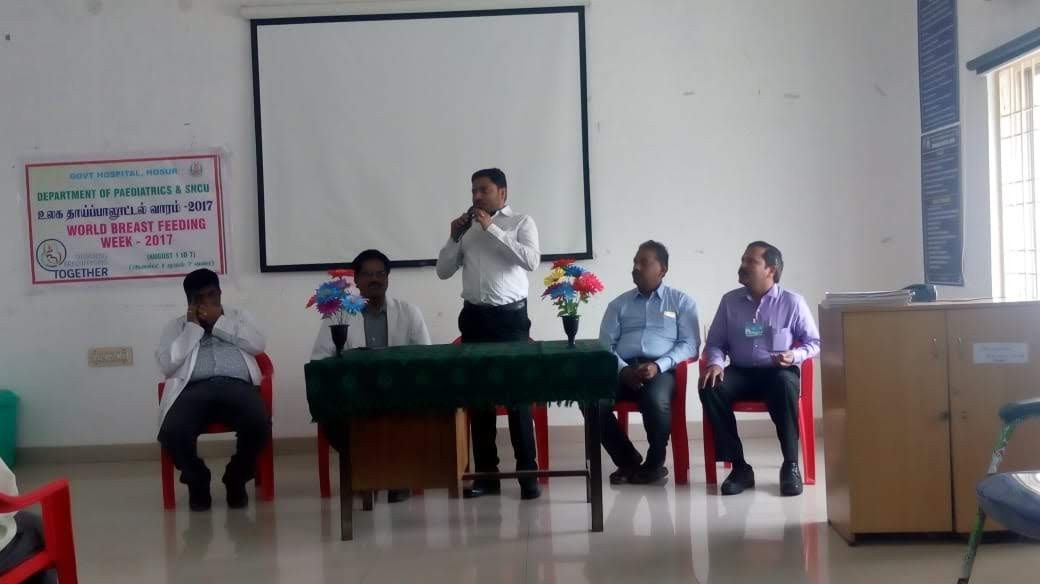 Sub Collector / RDO Hosur  Mr Vimal Raj  addressing the  staff at Govt Hospital Hosur